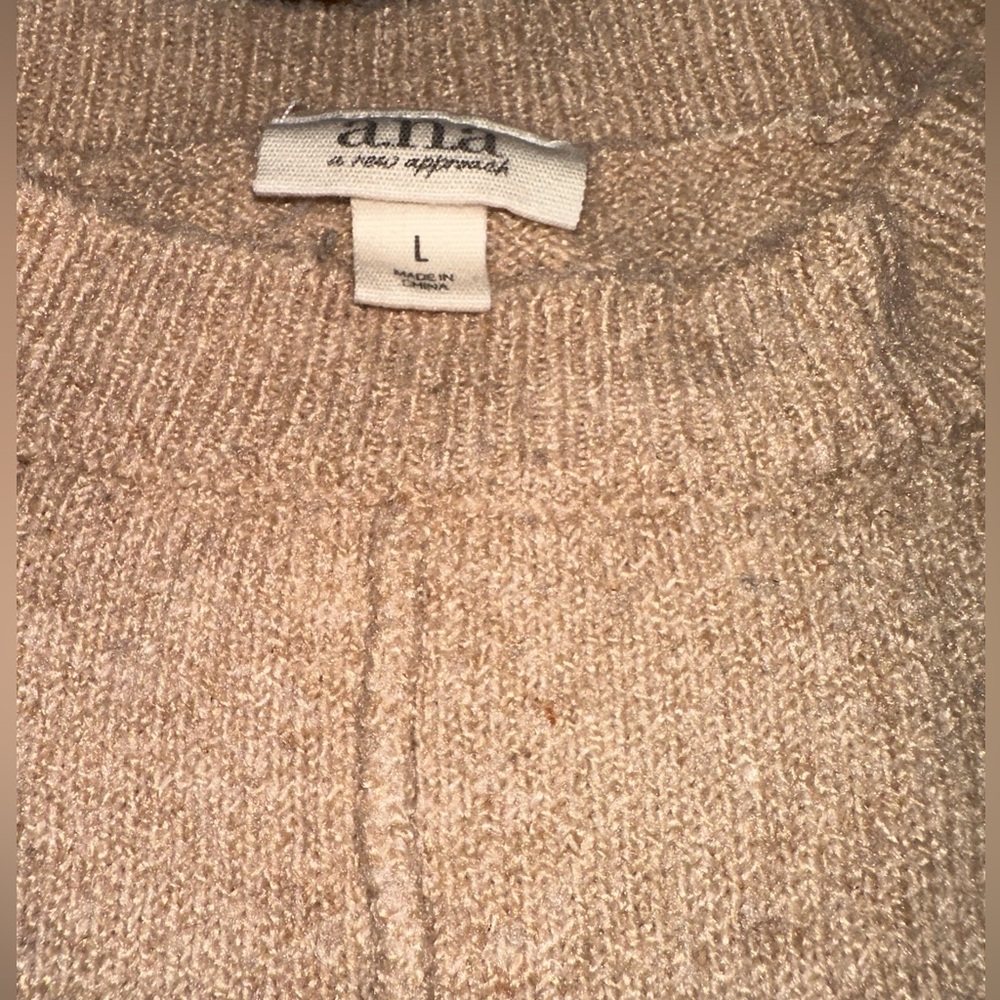 a.n.a. Front Seam Sweater | Large Tan Knit Top - Picture 3 of 6